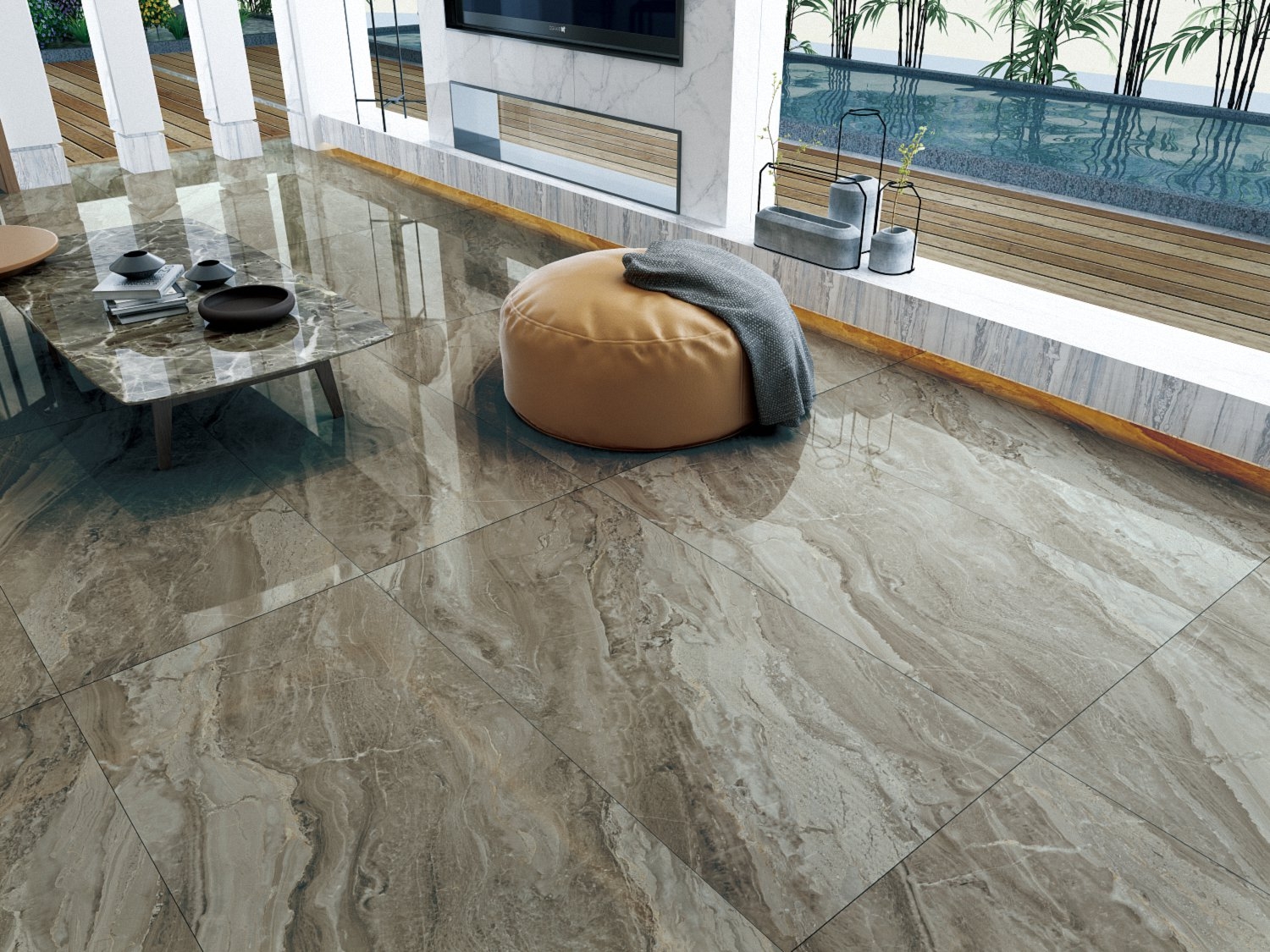 Foshan FaTong Background Tile Grey Floor Porcelain Interior Wall Tile Indoor 600*1200mm Borders Room Stone Flooring