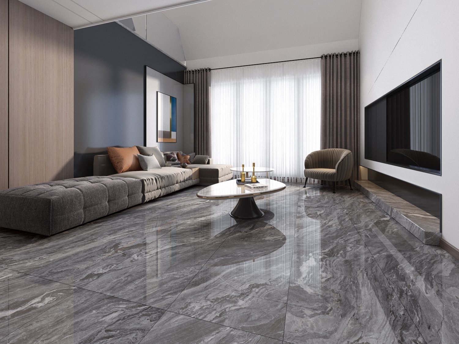 Marble Floor Porcelain 600*1200MM Tiles Grey