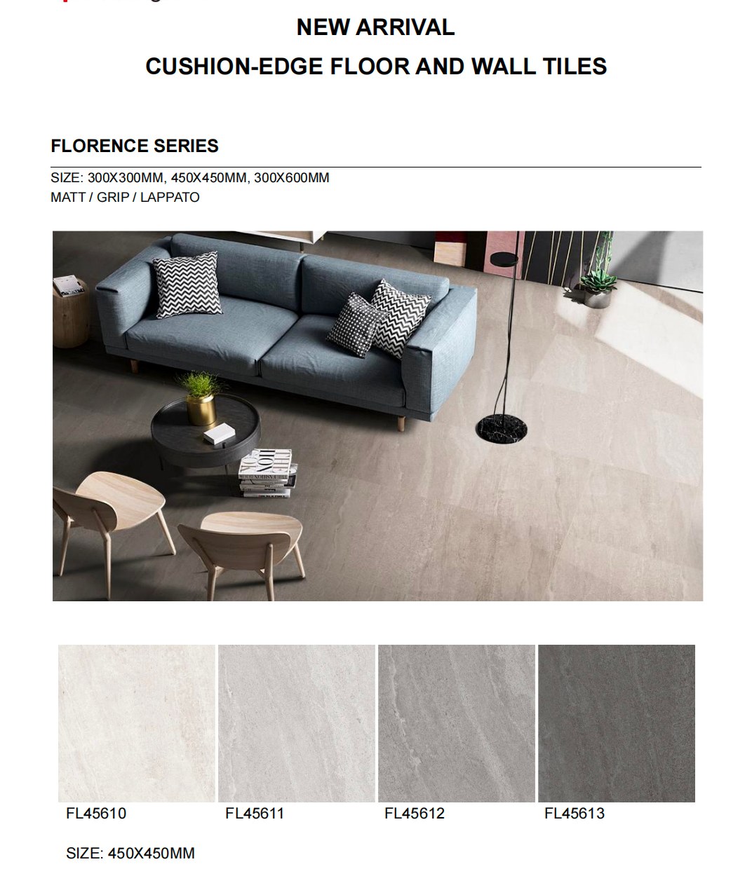 CUSHION-EDGE FLOOR AND WALL TILES 